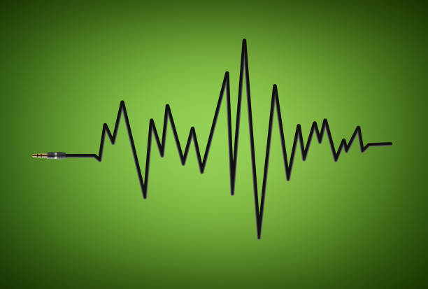 istock Jack plug with cable in the shape of sound wave 483293510