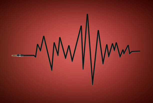 istock Jack plug with cable in the shape of sound wave 483293512