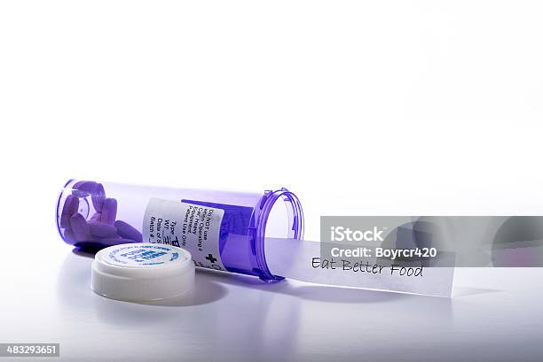 Prescription To Eat Better Stock Photo - Download Image Now - Abstract, Back Lit, Bottle