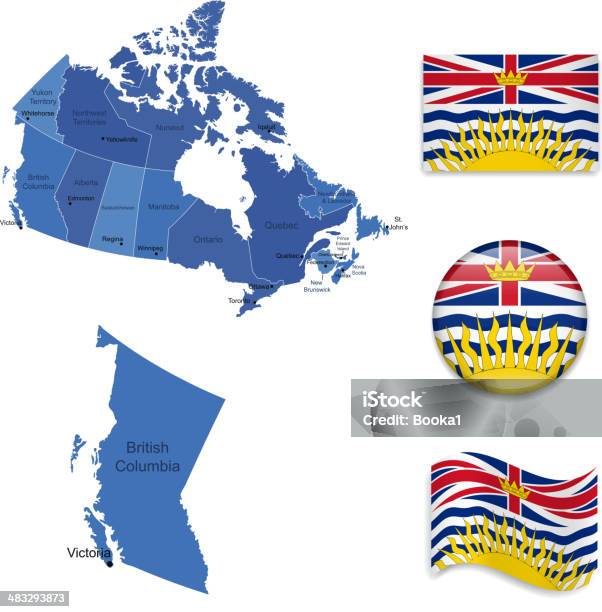 Columbia Britannica Provincia Set - Immagini vettoriali stock e altre immagini di America del Nord - America del Nord, Bandiera, Bandiera del Canada