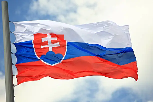Flag of Slovakia against the sky