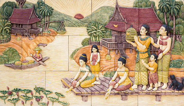 istock Thai culture stone carving 483296454