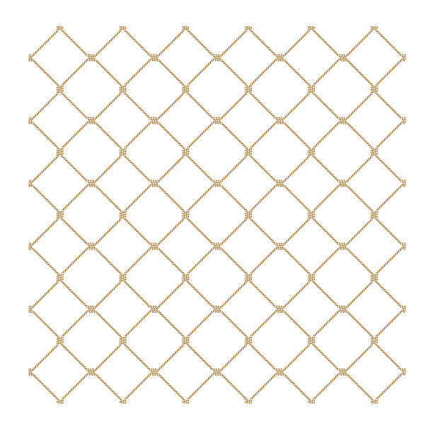 Nautical rope seamless gold fishnet pattern on white background Nautical rope seamless tied gold fishnet pattern on white background commercial fishing net stock illustrations