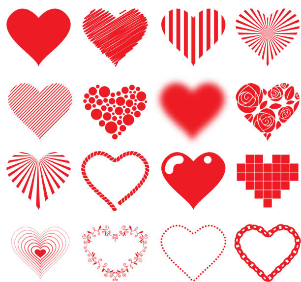 ilustraciones, imágenes clip art, dibujos animados e iconos de stock de diferentes conjunto de iconos de corazones de san valentín amor pasión diseño - rose single flower red flower