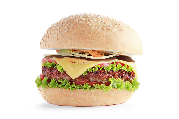istock Cheeseburger with Beef and Tomatoes Isolated on White Background 483300776