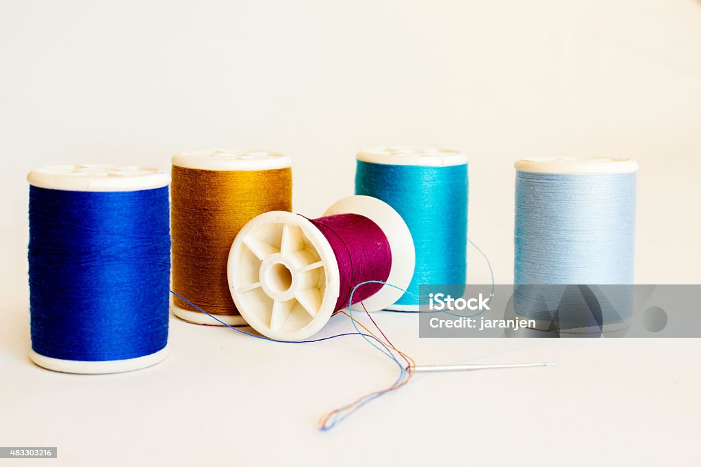 Multi-colored sewing thread Thread embroidery equipment. Both household and industrial use 2015 Stock Photo