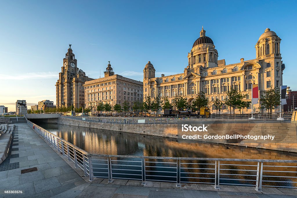 The Three Graces in Liverpool The Royal Liver Building, the Cunard and Port Authority buildinggs Royal Liver Building Stock Photo