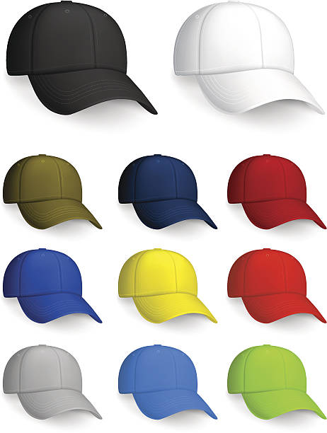 zestaw baseball korony - baseball cap cap green red stock illustrations