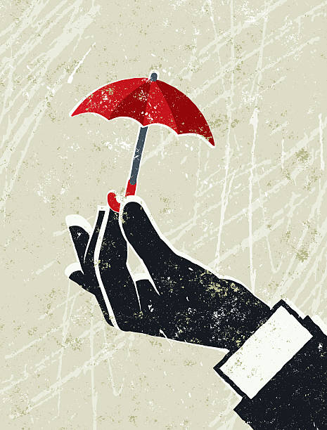 ビジネスの男性の手を保持、小さな傘 - overcome an obstacle illustrations点のイラスト素材／クリップアート素材／マンガ素材／アイコン素材