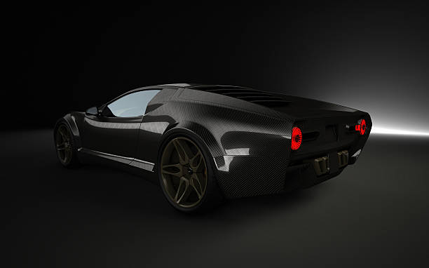 istock Black Exotic sportscar from behind 483316957