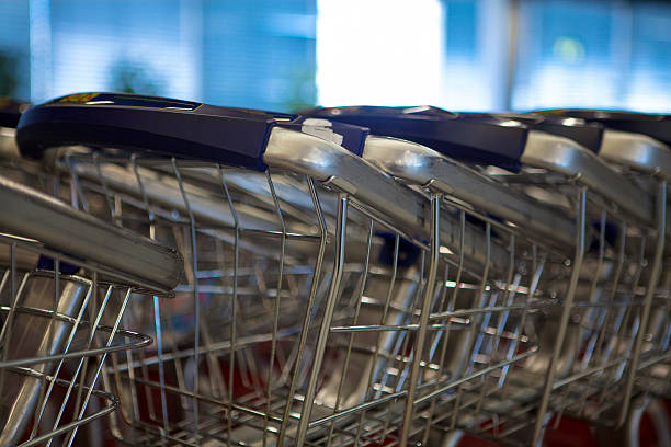 istock Airport luggage carts 483317428