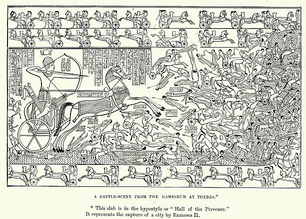 ilustraciones, imágenes clip art, dibujos animados e iconos de stock de antiguo egipto-captura de una ciudad por ramesses ii - genocide