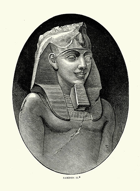 Ancient Egypt - Ramesses II Vintage engraving of Ramesses II also known as Ramesses the Great, was the third pharaoh of the Nineteenth Dynasty of Egypt. He is often regarded as the greatest, most celebrated, and most powerful pharaoh of the Egyptian Empire. rameses ii stock illustrations