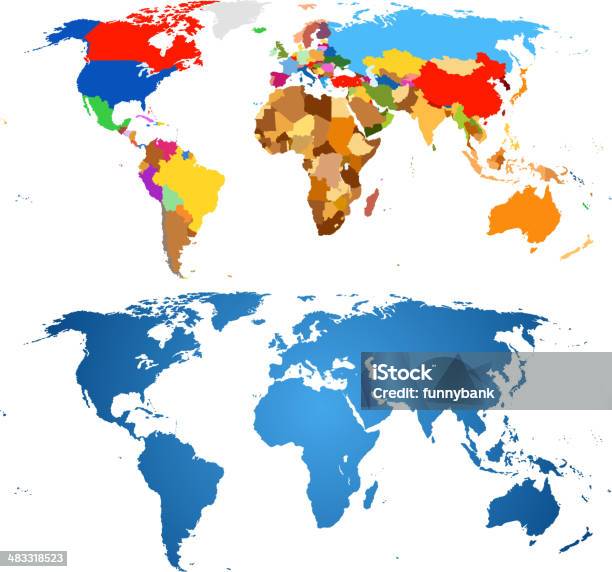 Farbe Der Weltkarte Stock Vektor Art und mehr Bilder von Afrika - Afrika, Amerikanische Kontinente und Regionen, Argentinien