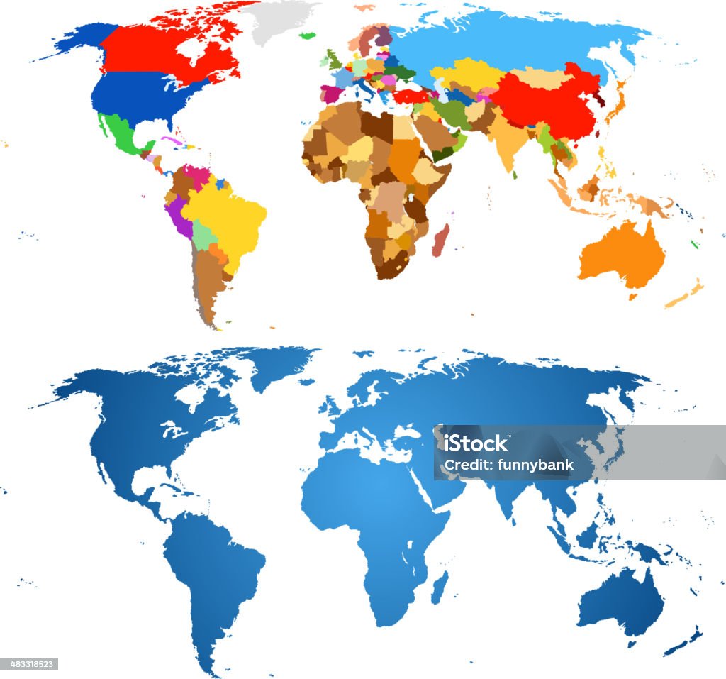 色の世界地図 - アジア大陸のロイヤリティフリーベクトルアート