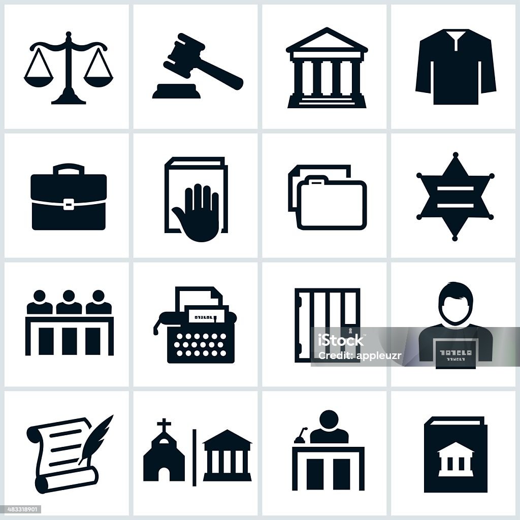 Czarny ikony prawa - Grafika wektorowa royalty-free (Młotek sędziego)