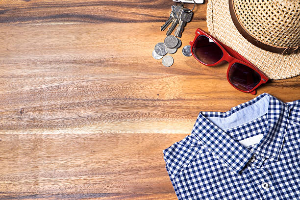 istock Copy space and casual man hipster style on wooden background. 483318908
