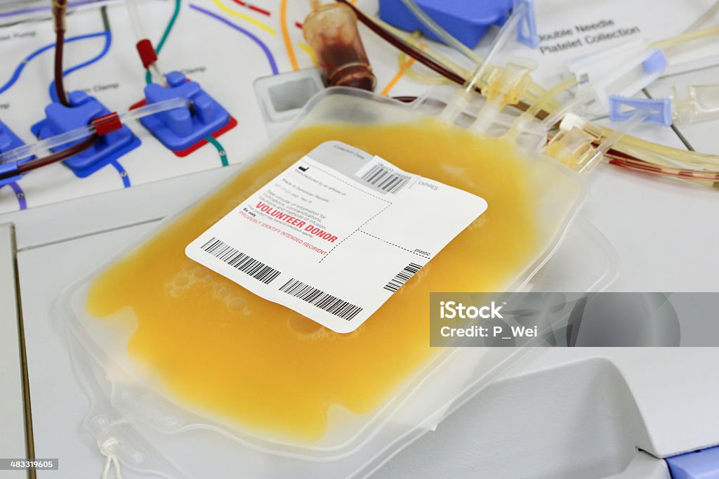 Human Blood Platelets bag of human blood platelets and plasma. Blood Plasma Stock Photo