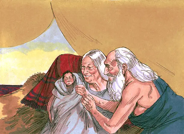 Photo of Abraham, Sarah, and Baby Isaac