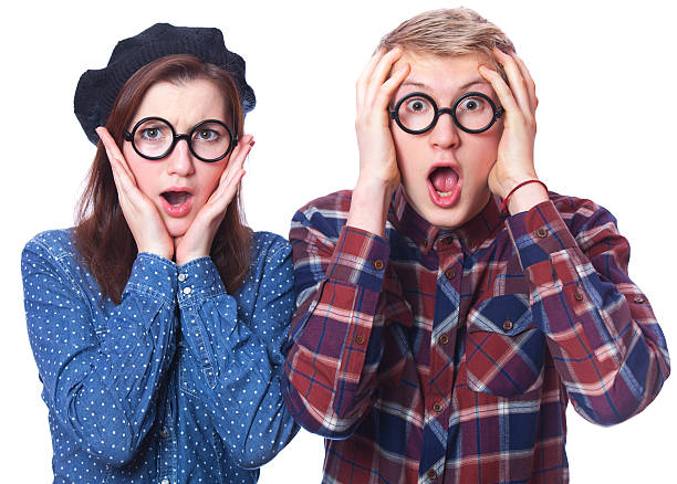 istock Nerd teen couple in glasses 483321061
