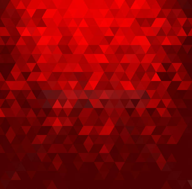Abstract background with red crystals Vector illustration showing an abstract background. The design is made using multiple triangles that are oriented upwards or downwards depending on the order it is placed in. The design uses various shades of red. The top section of the image is a light red color. A cluster of triangles near the center top section is light red and almost blends into another to make a larger triangle shape. The bottom section of the image as well as the top left and top right sections are made using triangles with darker shades of red that appear almost brown. black triangle pattern stock illustrations
