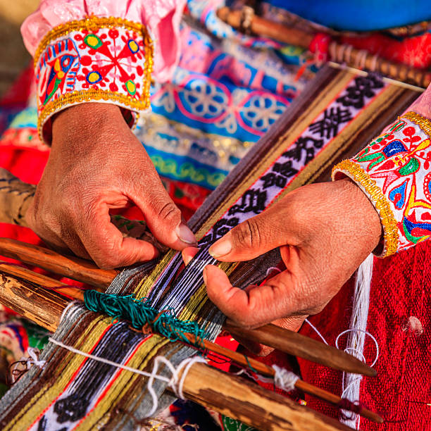 istock Peruvian woman weaving near Colca Canyon, Peru 483322833