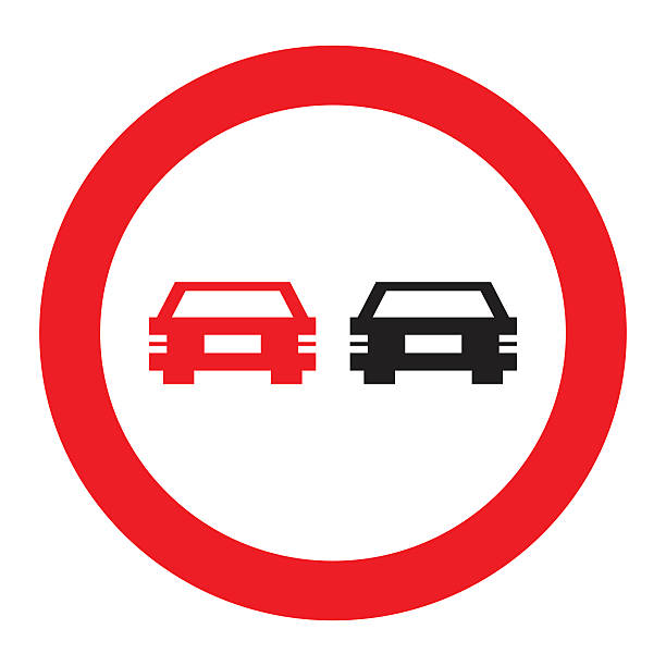 Traffic sign.no overtaking. vector art illustration