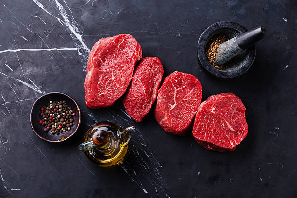 istock Raw marbled meat Steak and seasonings 483333732