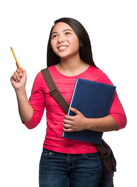 istock Smiling schoolgirl looking up 483333918