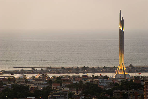 luanda panorama at sunset with agostinho neto mausoleum - angola stok fotoğraflar ve resimler