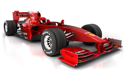 3 D rojo Fórmula 1 coche con trazado de recorte photo