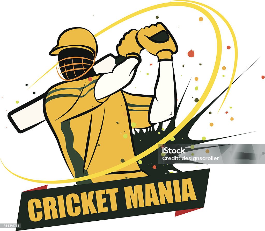 Cricket Mania Australia Cricket Batsman hitting the shot wearing Australian dress. Sport of Cricket stock vector