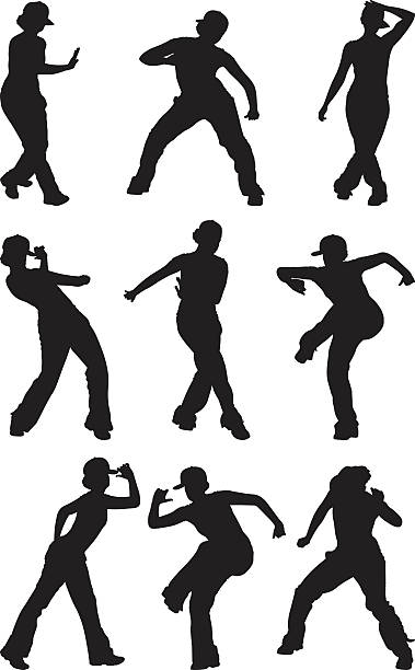 ilustraciones, imágenes clip art, dibujos animados e iconos de stock de hip hop girl dancing - baseball cap hat multiple image color image