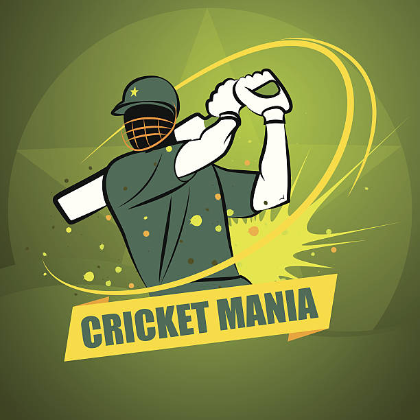 illustrazioni stock, clip art, cartoni animati e icone di tendenza di cricket pakistan mania - battitore del cricket