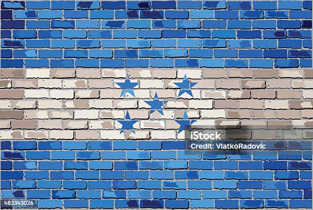 Grunge Flag Of Honduras On A Brick Wall Stock Illustration - Download Image Now - 2015, Acrylic Painting, Architecture