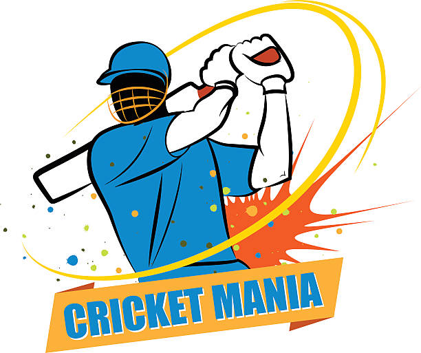 Cricket Mania India Cricket Batsman hitting the shot wearing Indian dress. cricket stock illustrations