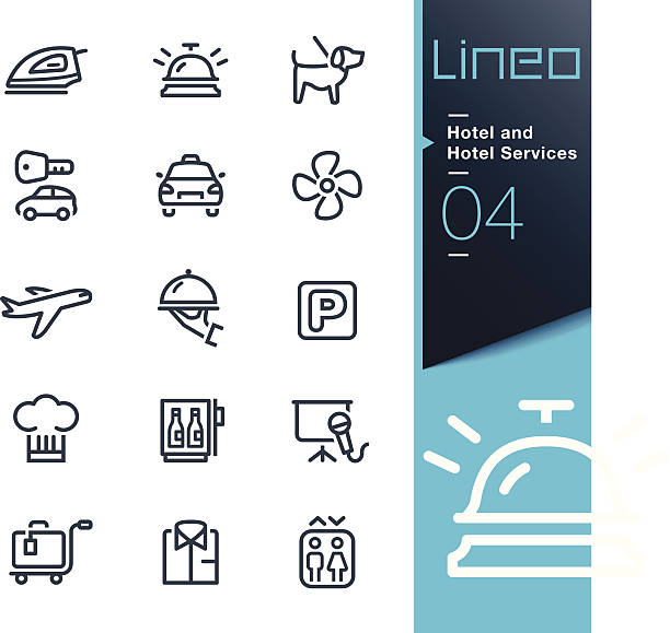 lineo ホテル、ホテルサービスアイコンのアウトライン - service bell点のイラスト素材／クリップアート素材／マンガ素材／アイコン素材