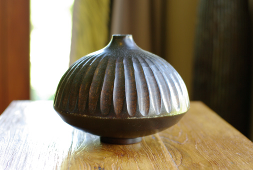 zen wood crafted vase