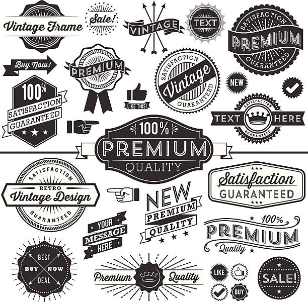 Vintage Copyspace Design Elements Set of vintage frames, banners, labels and ornaments.  Each design is grouped and colors are global for easy editing. dingbat stock illustrations