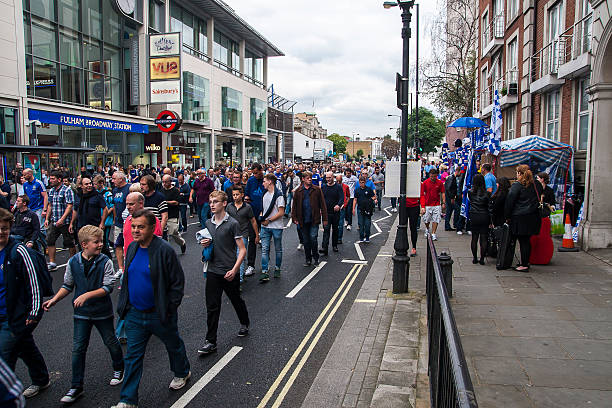 Chelsea fans after the match stock photo