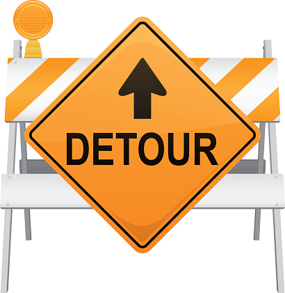 Detour Sign-vektorgrafik och fler bilder på Omledning - Omledning,  Vägspärr, Vektor - iStock