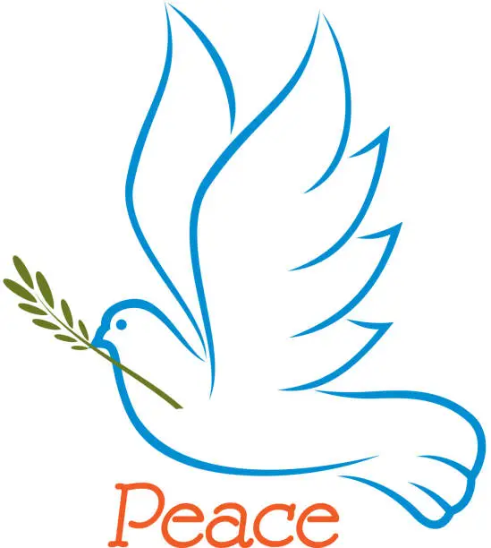 Vector illustration of Dove of peace with olive branch