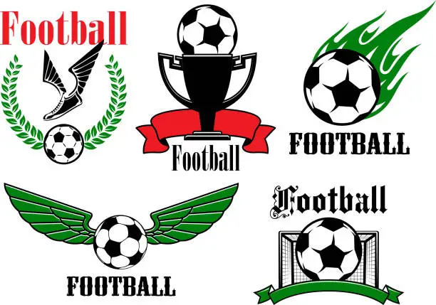 Vector illustration of Football or soccer icons and symbols