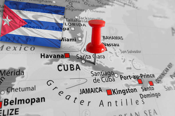 istock Red marker over Cuba island 483348610