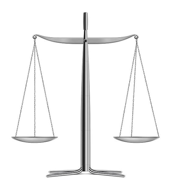 Scales of Justice Modern style and metallic "Scales of Justice" in balance. Clean image and isolated on white background. libra photos stock pictures, royalty-free photos & images