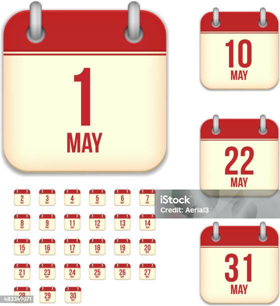 Mai Jours Vecteur Calendrier Icônes Vecteurs libres de droits et plus d'images vectorielles de Mai - Mai, Nombre 13, Nombre 20