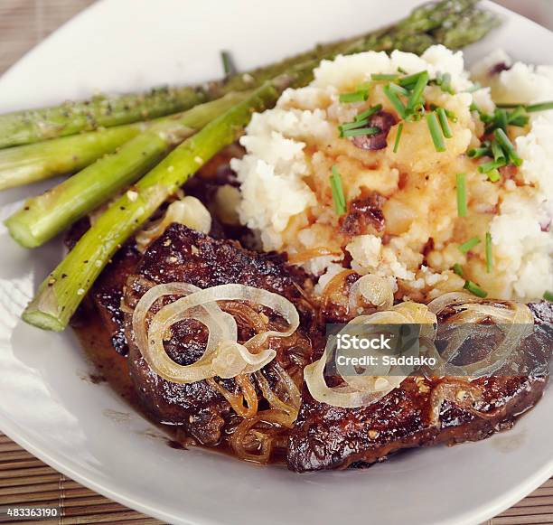 Liver With Onions Stock Photo - Download Image Now - 2015, Asparagus, Baked
