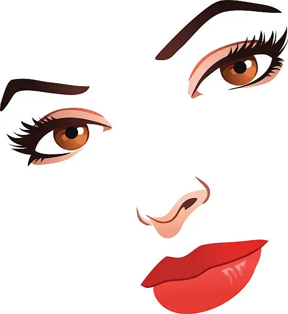 Vector illustration of Beautiful Close Up Face of Young Woman