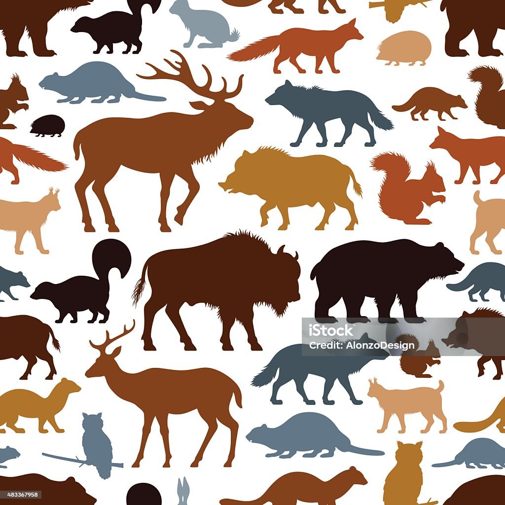 Wild Animals Pattern Repeatable pattern. High Resolution JPG,CS6 AI and Illustrator EPS 10 included. Very easy to edit. In Silhouette stock vector