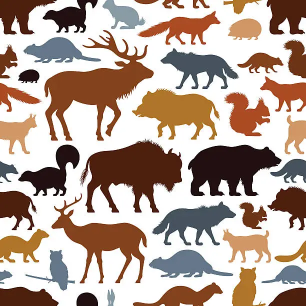 Vector illustration of Wild Animals Pattern